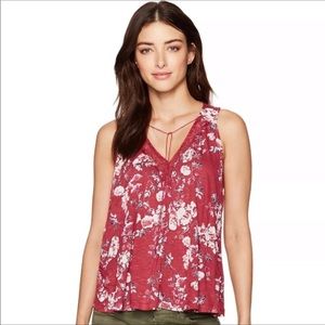 Lucky Brand burgundy floral lace tank Sz M